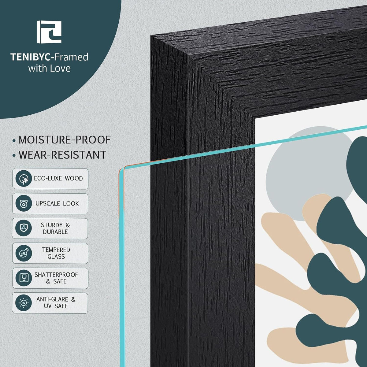 5x7 picture frame 4 Pack, 4x6 Mat, Black Wood, Glass, for Photo