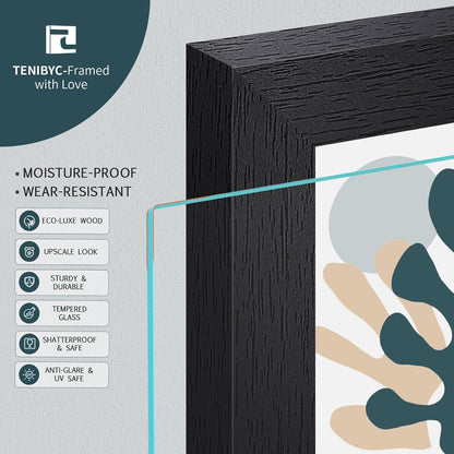 5x7 picture frame 4 Pack, 4x6 Mat, Black Wood, Glass, for Photo