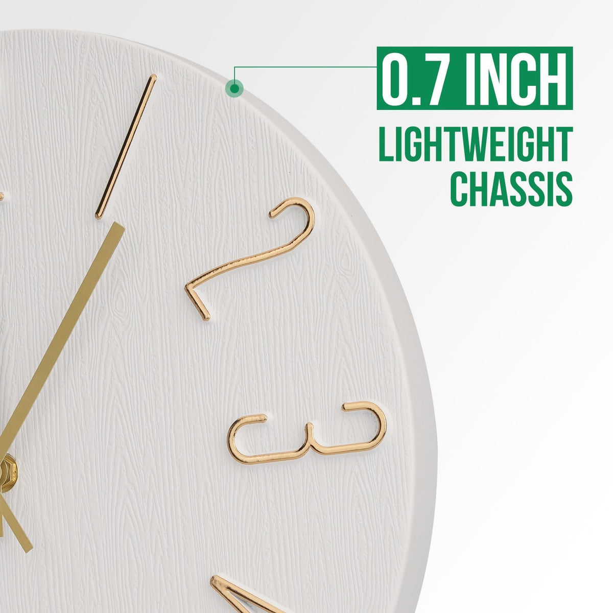 Wall Clock 12 Inch Silent Non-Ticking Imitation Wood Indoor Clock Round White Decor Clock Modern 3D Figures Quartz Wall Clocks for Home, Hotel, Office, School, Bedroom, Living Room, Kitchen