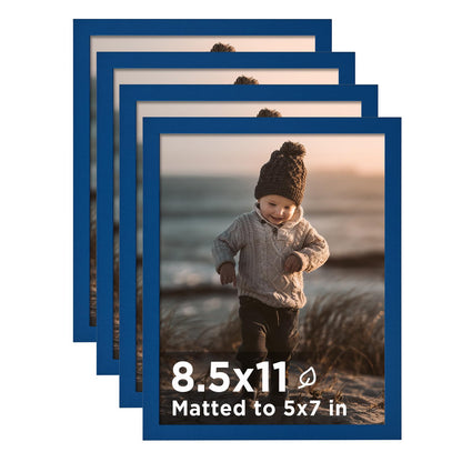 KINLINK 5x7 Picture Frame White Set of 4, Wooden Photo Frames Matted 4x6 with Plexiglass for 4x6 with Mat or 5x7 without Mat for Table and Wall Display