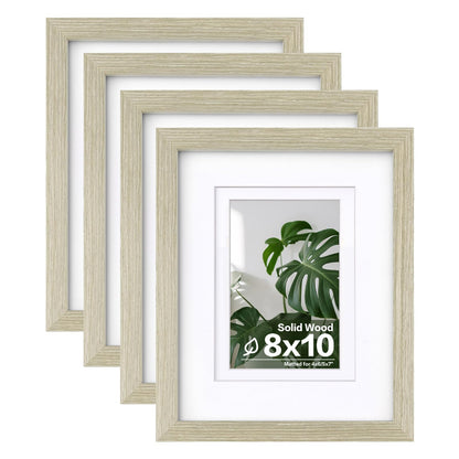 Egofine 8x10 Picture Frames Set of 4, Made of Solid Wood Covered by Plexiglass 4x6 and 5x7 with Mat or 8x10 without Mat, for Table Top Display and Wall Mounting Photo Frame White