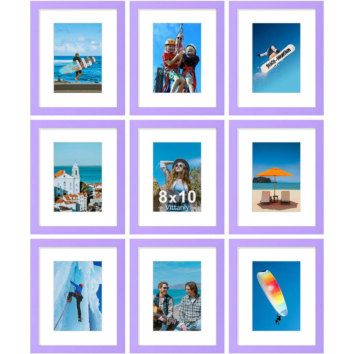 Vittanly 8x10 Picture Frames Set of 9 for Wall or Tabletop Display, Black