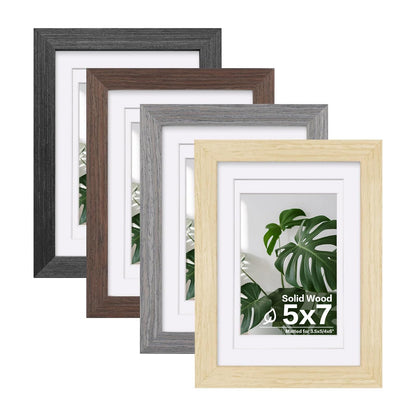 Egofine 8x10 Picture Frames Set of 4, Made of Solid Wood Covered by Plexiglass 4x6 and 5x7 with Mat or 8x10 without Mat, for Table Top Display and Wall Mounting Photo Frame White