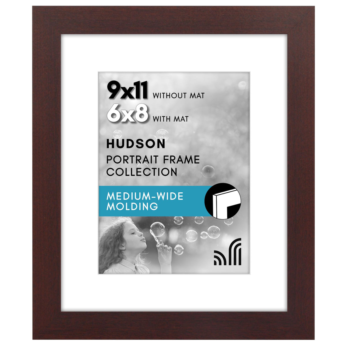 Americanflat 22x28 Poster Frame - Matted to 18x24 - Engineered Wood - Black