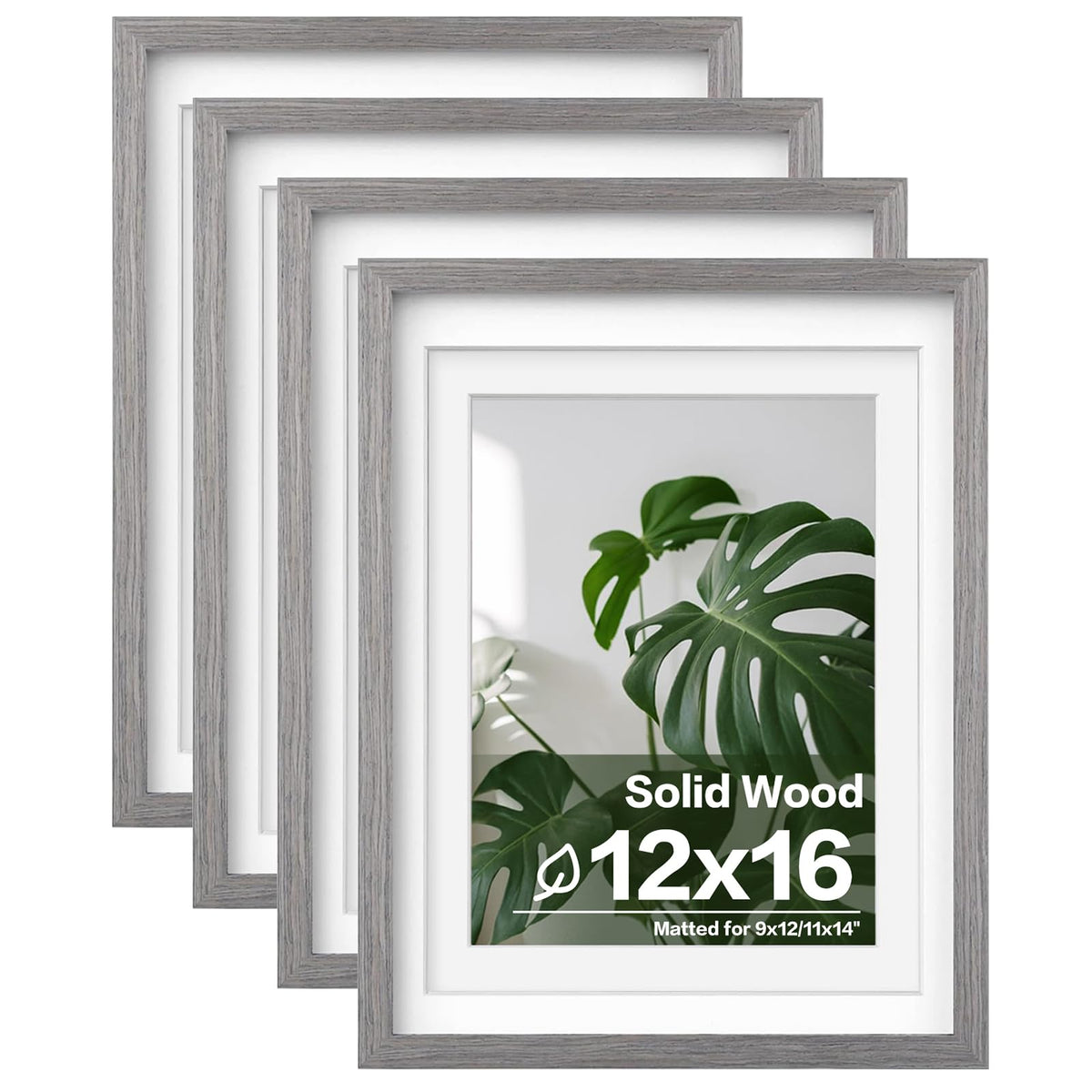 Egofine 8x10 Picture Frames Set of 4, Made of Solid Wood Covered by Plexiglass 4x6 and 5x7 with Mat or 8x10 without Mat, for Table Top Display and Wall Mounting Photo Frame White