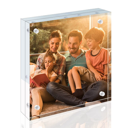 Egofine 5x7 Acrylic Frames 6 Pack, 20mm Thicker Frameless Clear Picture Frames, Double Sided Magnetic Picture Frames, Free Standing Desktop Display