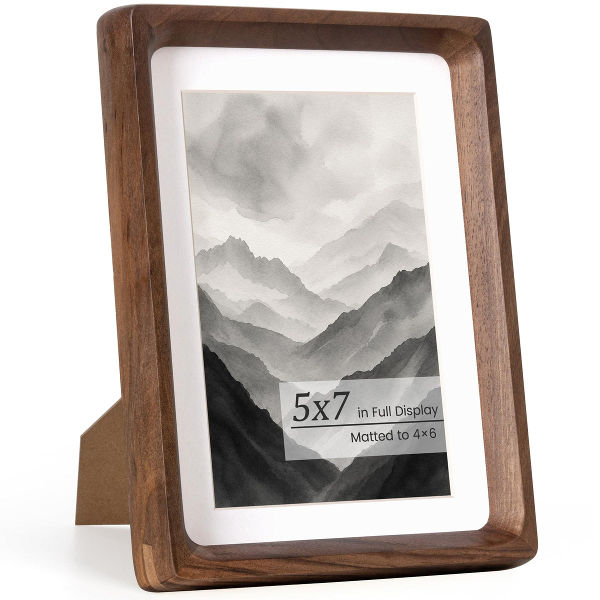 Picture Frames, Solid Walnut Wooden Frame,Round Corner Hand Craft Photo Frame, 11x14 Matted to 8x10, 11 by 14 Document Diploma Frame with HD Real Glass,Wall or Tabletop Display