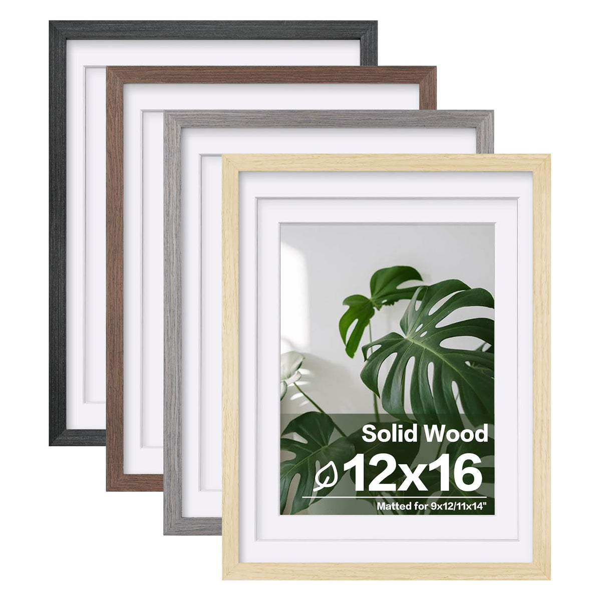 Egofine 8x10 Picture Frames Set of 4, Made of Solid Wood Covered by Plexiglass 4x6 and 5x7 with Mat or 8x10 without Mat, for Table Top Display and Wall Mounting Photo Frame White