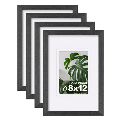 Egofine 8x10 Picture Frames Set of 4, Made of Solid Wood Covered by Plexiglass 4x6 and 5x7 with Mat or 8x10 without Mat, for Table Top Display and Wall Mounting Photo Frame White