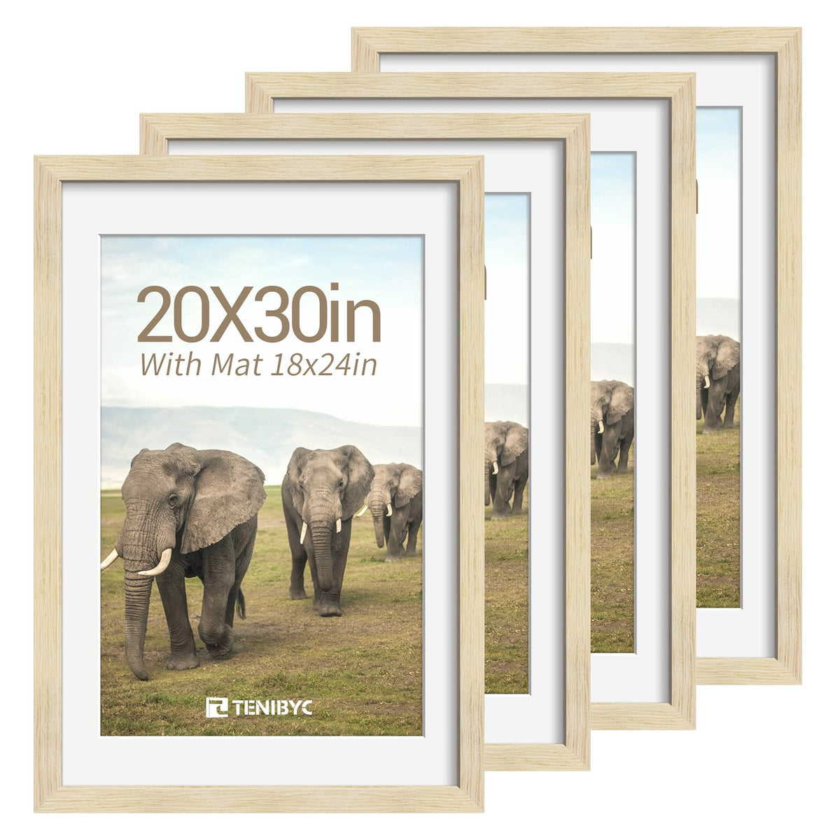 5x7 picture frame 4 Pack, 4x6 Mat, Black Wood, Glass, for Photo