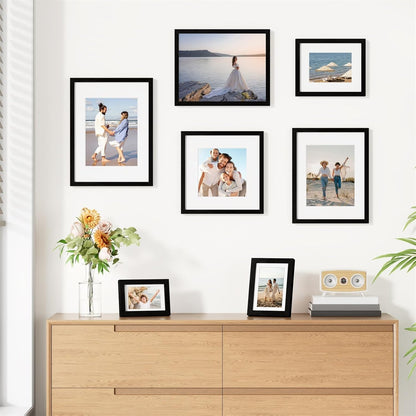 Vittanly 8x10 Picture Frames Set of 9 for Wall or Tabletop Display, Black