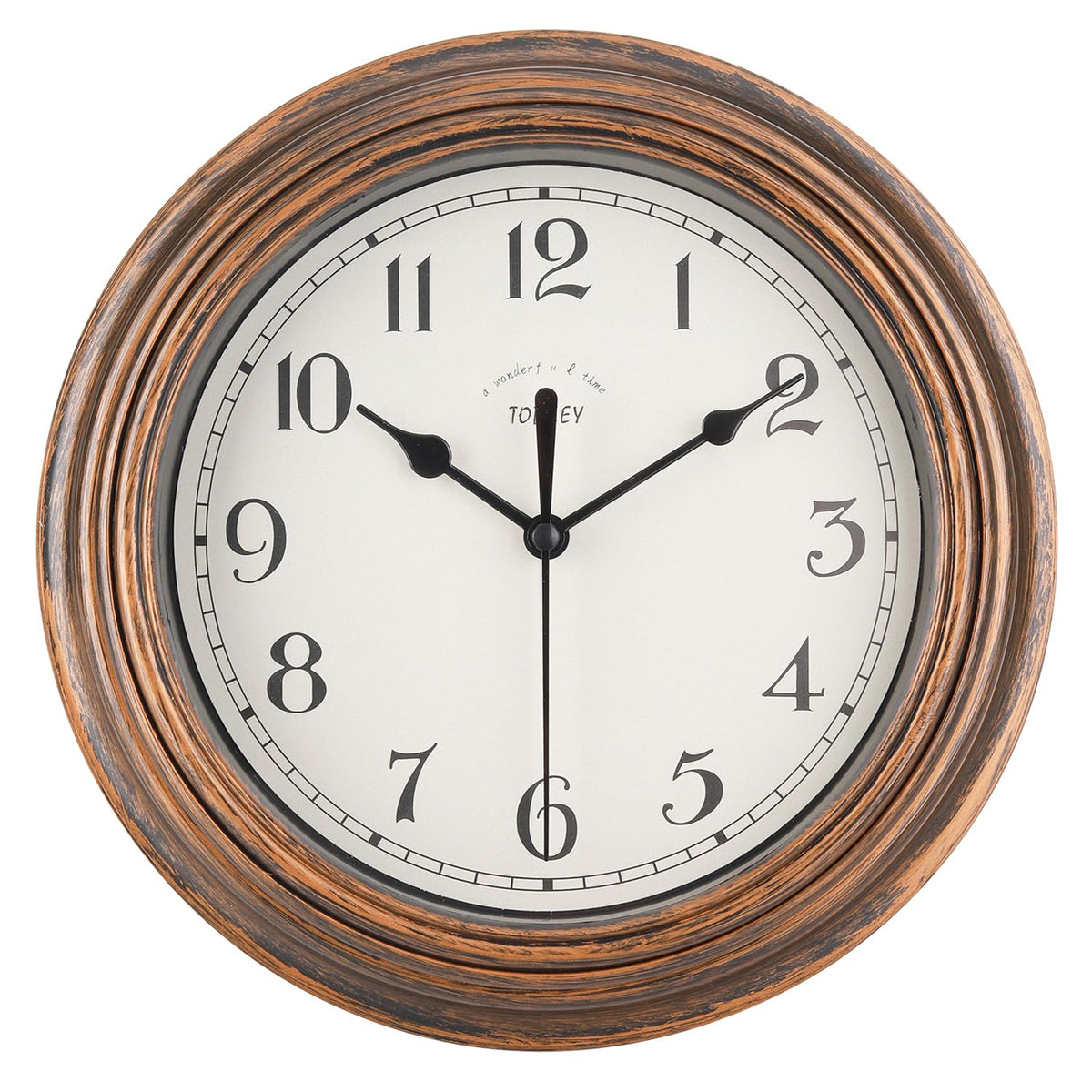 Topkey Silent Wall Clock Kitchen 9 Inch Retro Non-Ticking Decorative Bedroom Office Wall Clock - White