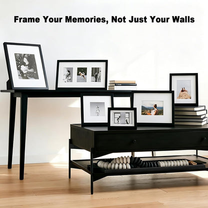 RPJC 5x7 Solid Wood Picture Frame with Real Glass Cover Black