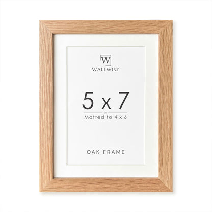 5x7 Picture Frame, Solid Oak Wood 5x7 Photo Frame with Mat to 4x6