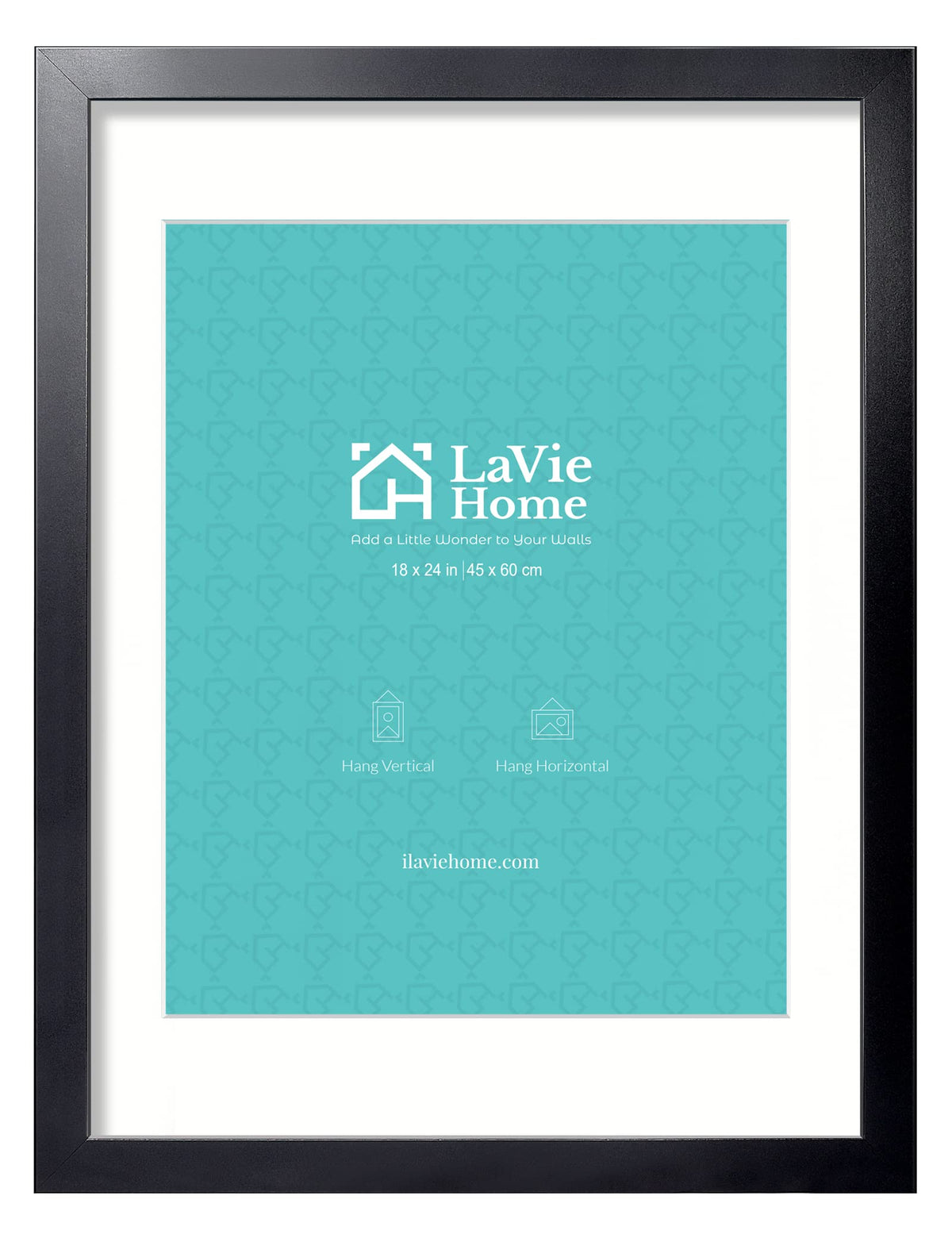 LaVie Home 14x18 Picture Frame Black Poster Frame,Display Pictures 12x16 with Mat or 14x18 Without Mat, Stable and Sturdy Frame and Polished Plexiglass, Horizontal and Vertical Format of The Walls