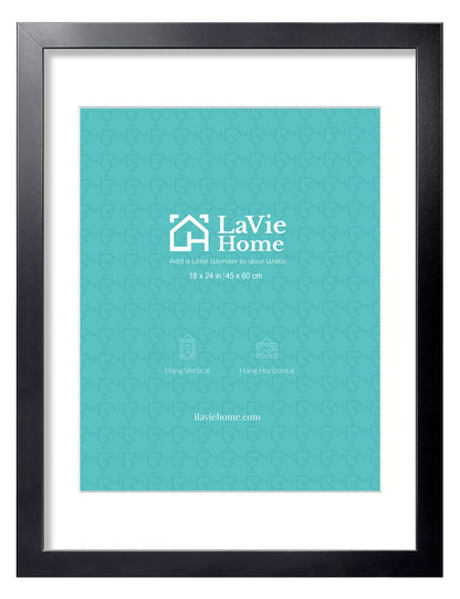 LaVie Home 14x18 Picture Frame Black Poster Frame,Display Pictures 12x16 with Mat or 14x18 Without Mat, Stable and Sturdy Frame and Polished Plexiglass, Horizontal and Vertical Format of The Walls