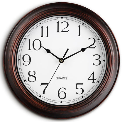 KECYET 8.5" Wall Clock with Thermometers Vintage Silent Battery Operated