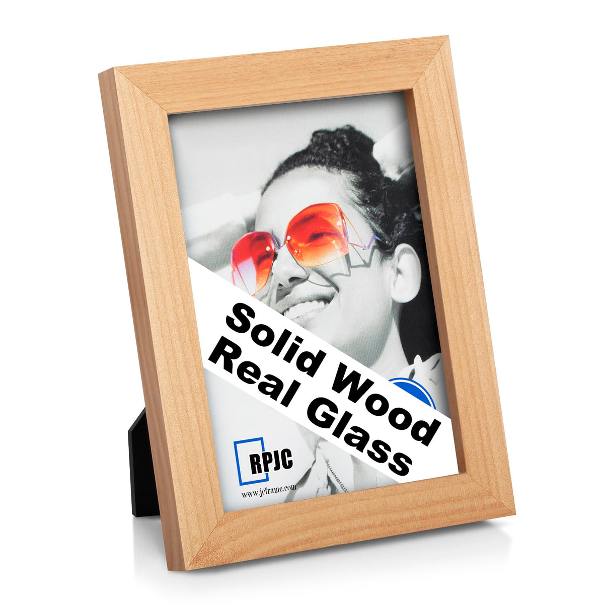 RPJC 5x7 Solid Wood Picture Frame with Real Glass Cover Black
