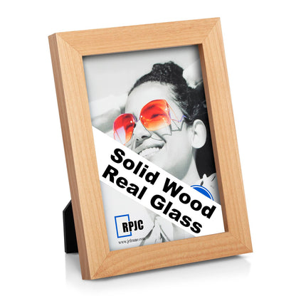 RPJC 5x7 Solid Wood Picture Frame with Real Glass Cover Black