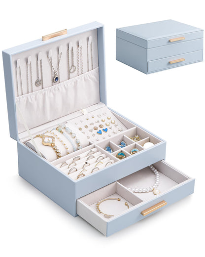Lolalet 2-Layer Jewelry Box Organizer for Women Girls Room Decor -Beige