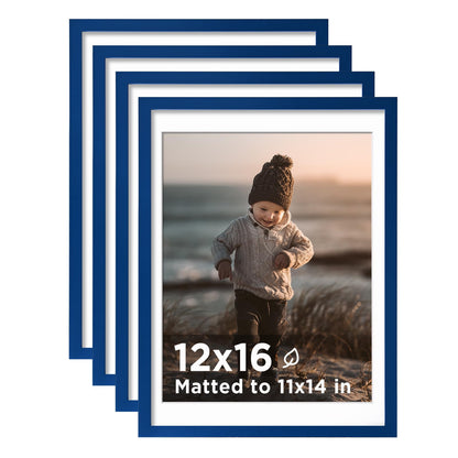 KINLINK 5x7 Picture Frame White Set of 4, Wooden Photo Frames Matted 4x6 with Plexiglass for 4x6 with Mat or 5x7 without Mat for Table and Wall Display