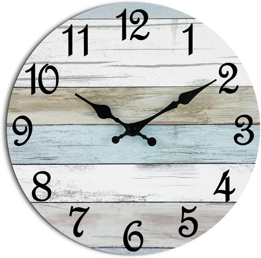 CHYLIN Wall Clock Non-Ticking Battery Operated Silent Rustic Coastal