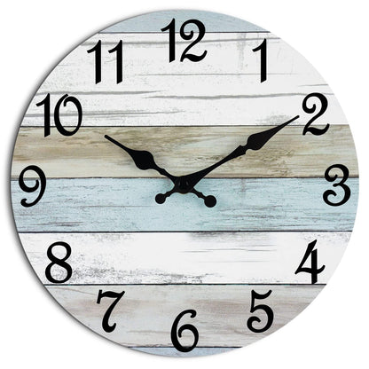 CHYLIN Wall Clock Non-Ticking Battery Operated Silent Rustic Coastal
