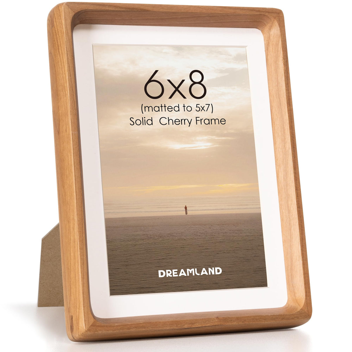 Dreamland 8x10 Picture Frame, USA-Sourced Oak Wood Photo Frames with HD Tempered Glass, 8 x 10 Wooden Frame Matted to 5 x 7, 8x10 Frames Handcrafted Rounded Corner for Tabletop or Wall Display