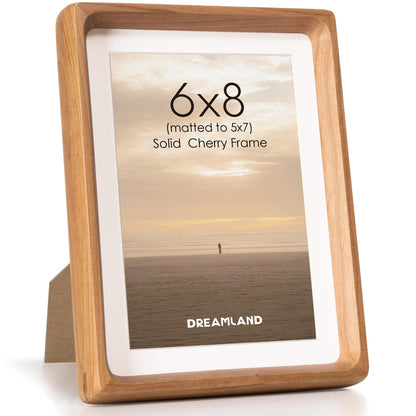 Dreamland 8x10 Picture Frame, USA-Sourced Oak Wood Photo Frames with HD Tempered Glass, 8 x 10 Wooden Frame Matted to 5 x 7, 8x10 Frames Handcrafted Rounded Corner for Tabletop or Wall Display