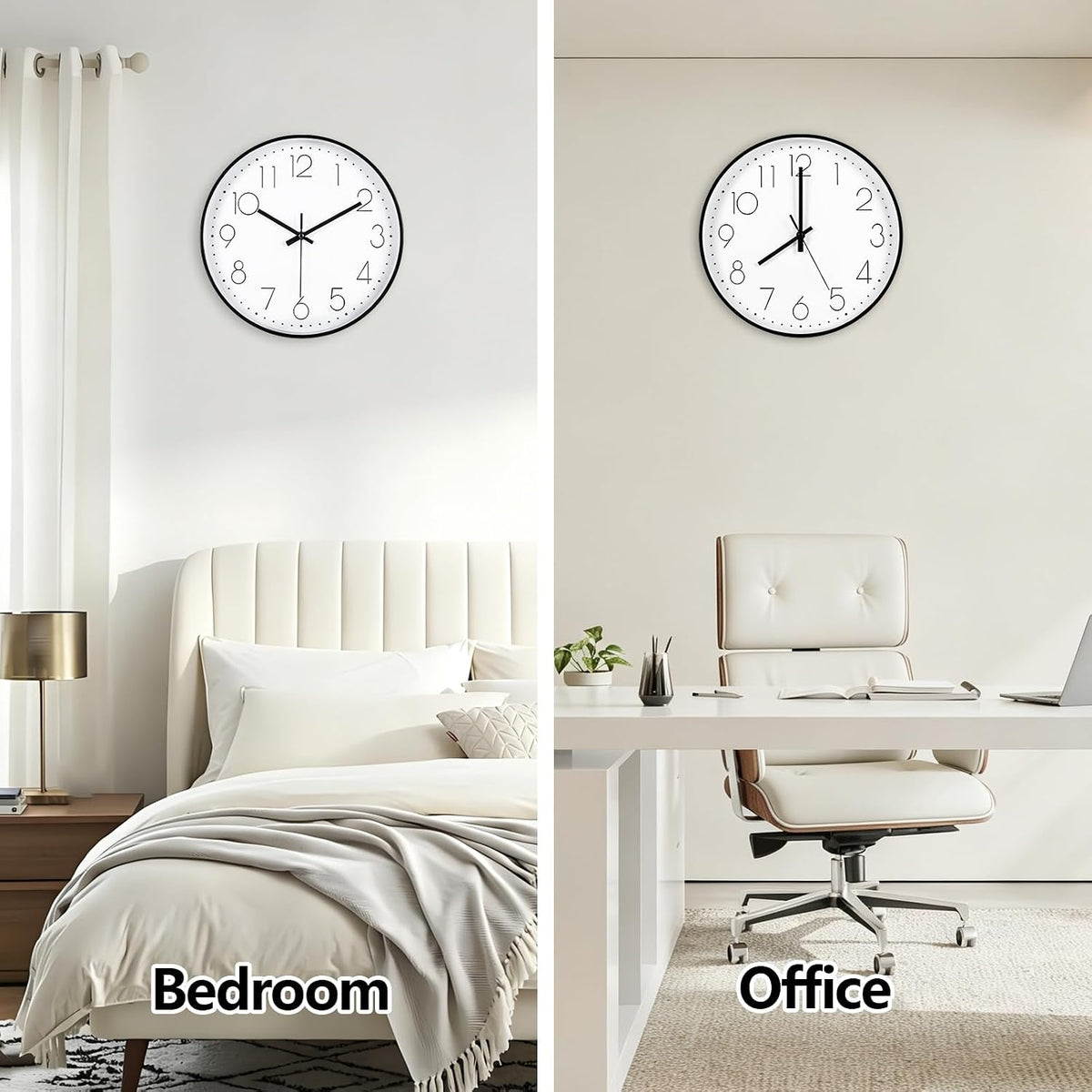 Wall Clock 2 Pack 12 Inch Silent Wall Clocks Battery Operated
