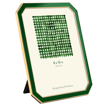 4x6 Enamel Picture Frame with HD-Tempered Glass, Display 3x5 Photo with Mat, Ornate Photo Frame with Gold Metal Edge & Velvet Back for Tabletop & Wall Mount Vertically or Horizontally Display, White