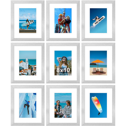 Vittanly 8x10 Picture Frames Set of 9 for Wall or Tabletop Display, Black