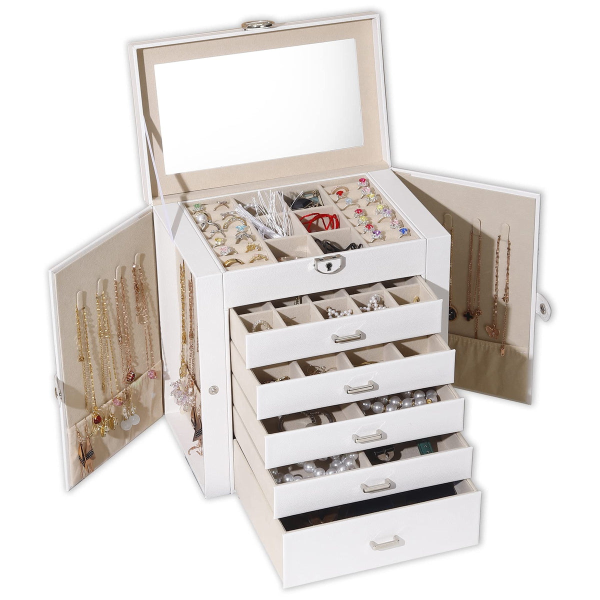BOOVO Large Jewelry Box for Women 6 Layer