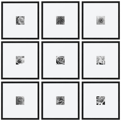 eletecpro Picture Frames Set of 9, 12x12 in, Acrylic Cover, Black