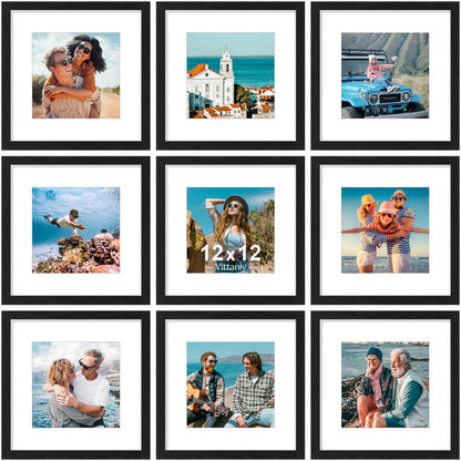 Vittanly 8x10 Picture Frames Set of 9 for Wall or Tabletop Display, Black