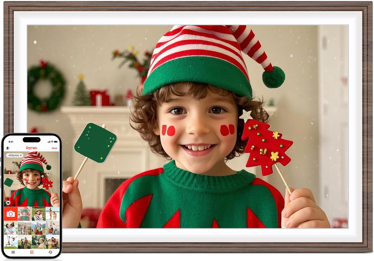 Frameo 10.1 Inch WiFi Digital Picture Frame with 32GB Memory, 1280 x 800 IPS Touch Screen Smart Electronic Photo Frame, Wall Mountable, Auto-Rotate, Share Photos/Videos Via Frameo App from Anywhere