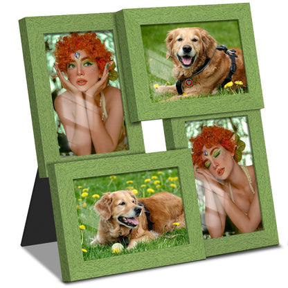 DUENPY 4x6 Collage Frame Tempered Glass For 4 4x6 Photos Brown