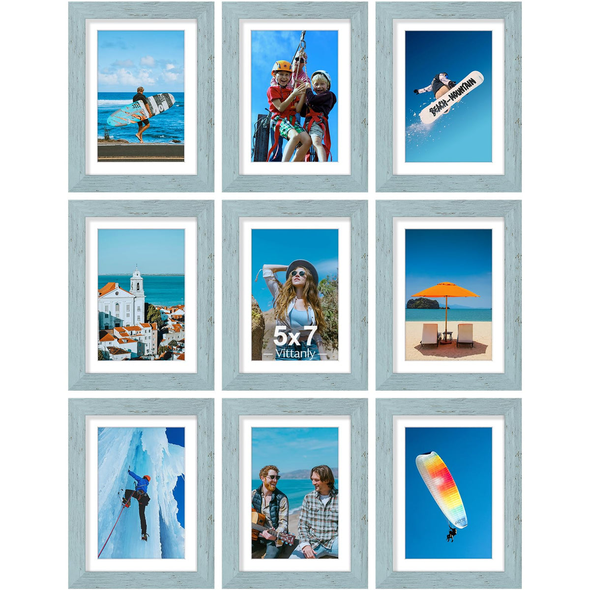 Vittanly 8x10 Picture Frames Set of 9 for Wall or Tabletop Display, Black