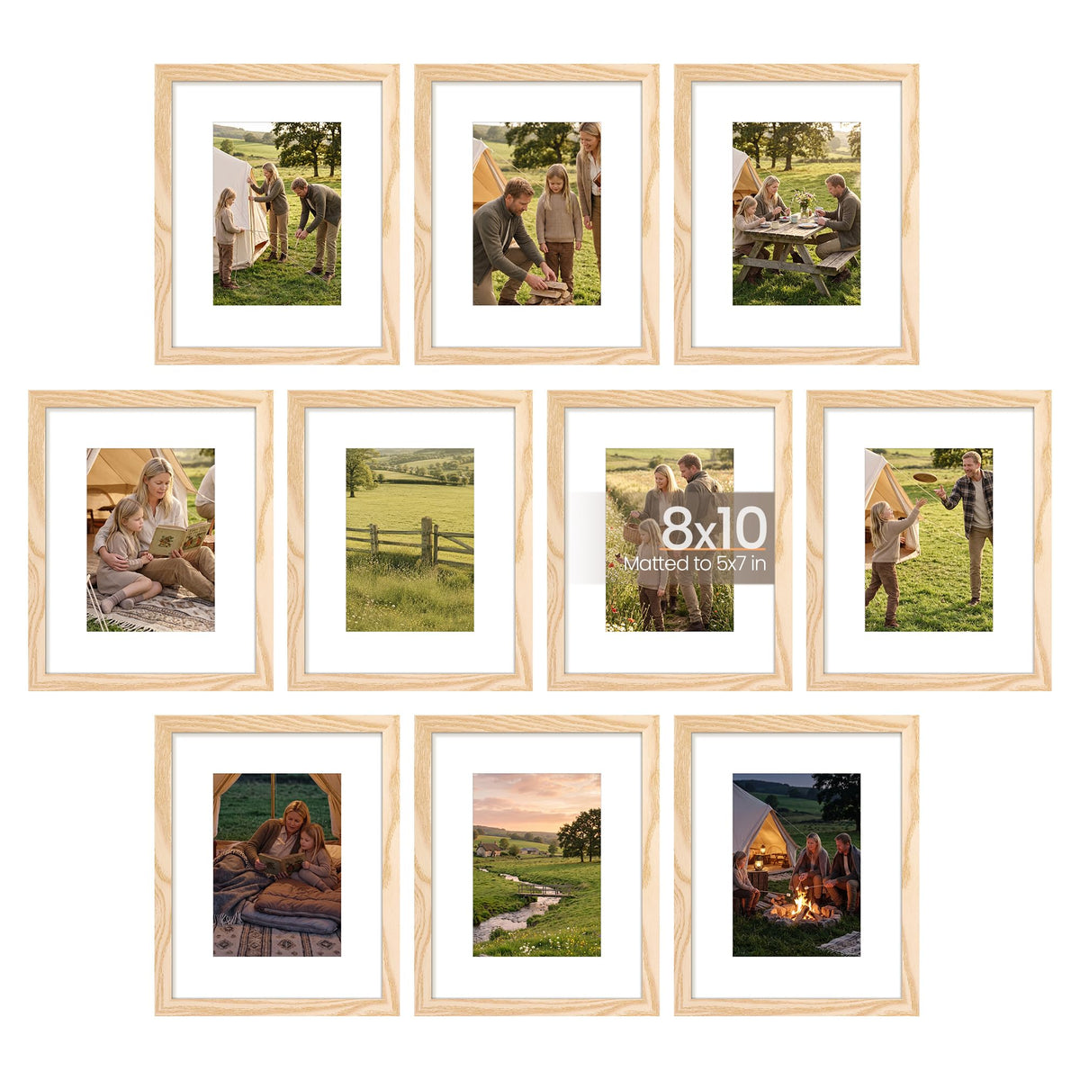 upsimples 5x7 Picture Frame, Photo Collage Wall Decor Set of 10, Black