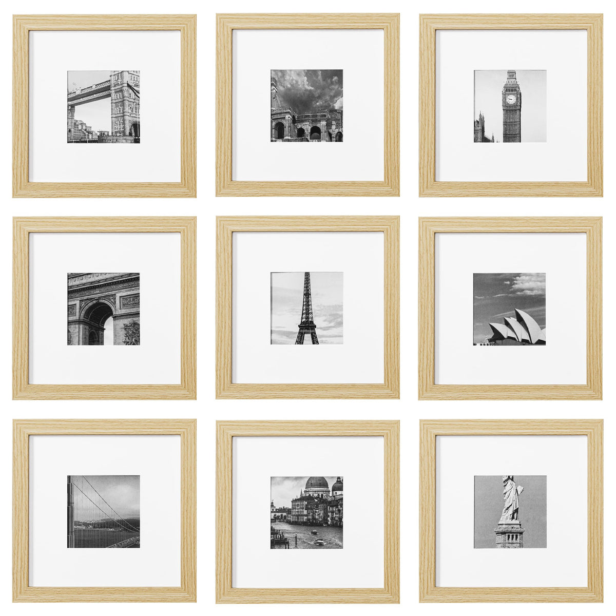 eletecpro Picture Frames Set of 9, 12x12 in, Acrylic Cover, Black