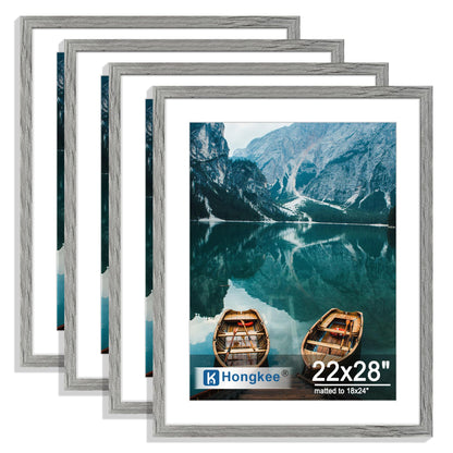 Hongkee 5x7 Picture Frame Set of 4, Real Glass and Wooden Frame, 4x6 Mat