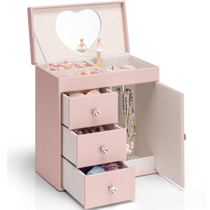 VLANDO 4 Layer Musical Jewelry Box, 3 Drawers Storage and Necklace Hook