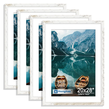 Hongkee 5x7 Picture Frame Set of 4, Real Glass and Wooden Frame, 4x6 Mat