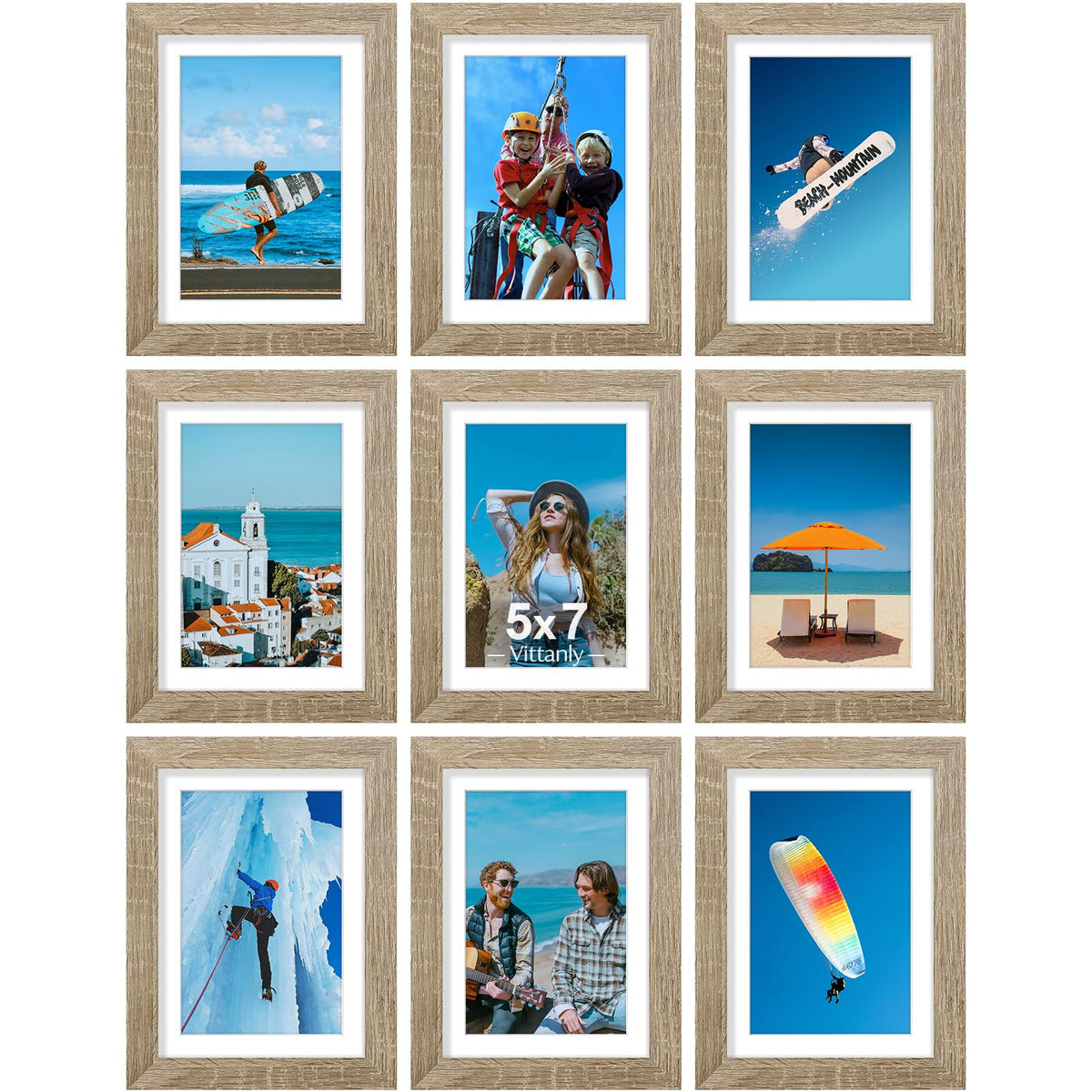 Vittanly 8x10 Picture Frames Set of 9 for Wall or Tabletop Display, Black