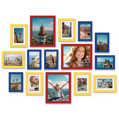 Vittanly 15 Pack Picture Frames Collage Wall Decor, Wall/Tabletop Display