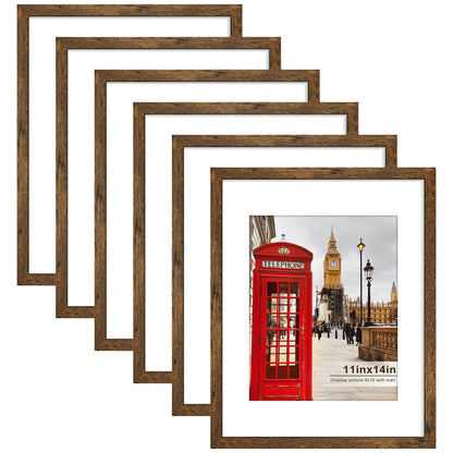 PEALSN 8x10 Picture Frame Set of 6,Wall or Tabletop Display,Black Woodgrain