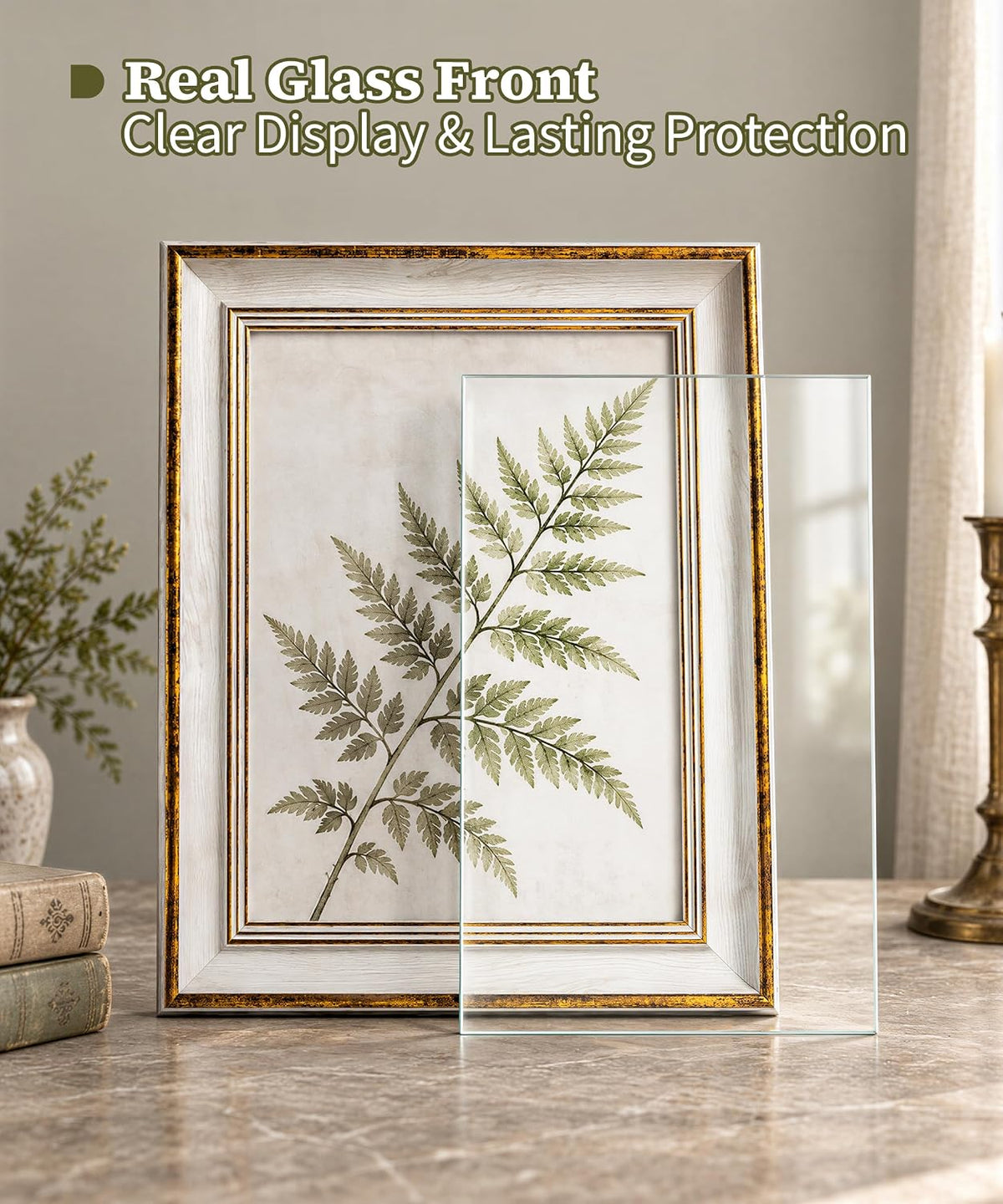 Afuly Vintage 8x10 Picture Frame Antique White Gold Photo Frame