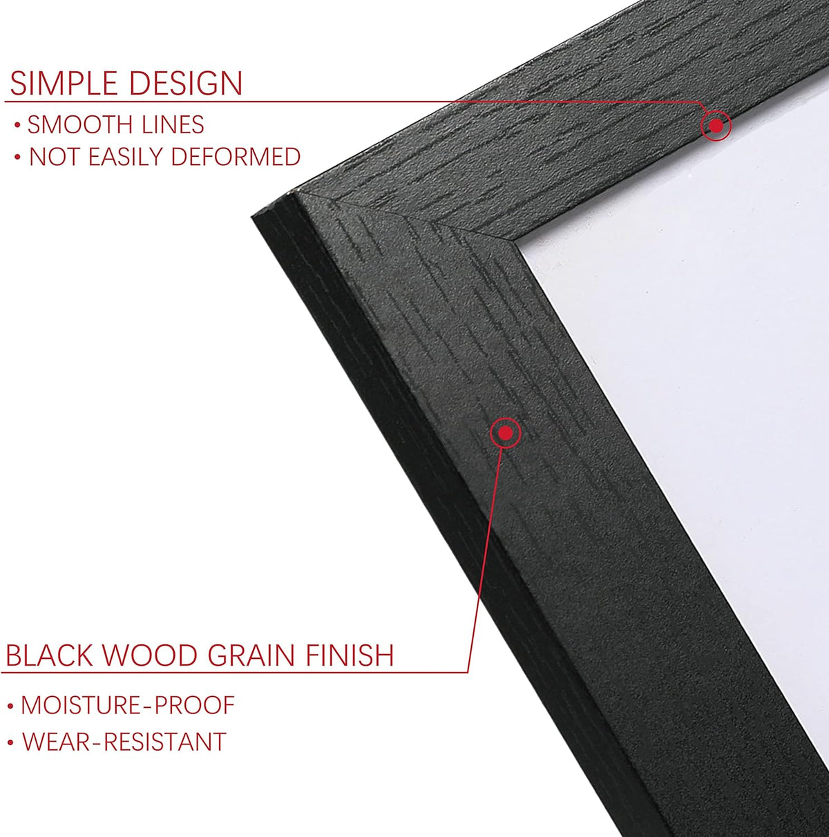 PEALSN 8x10 Picture Frame Set of 6,Wall or Tabletop Display,Black Woodgrain