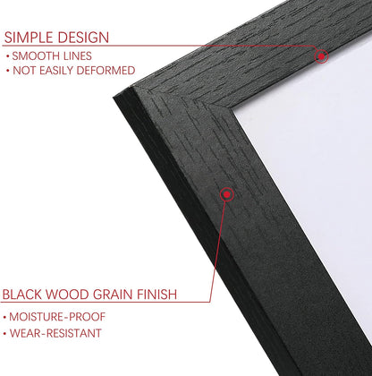 PEALSN 8x10 Picture Frame Set of 6,Wall or Tabletop Display,Black Woodgrain