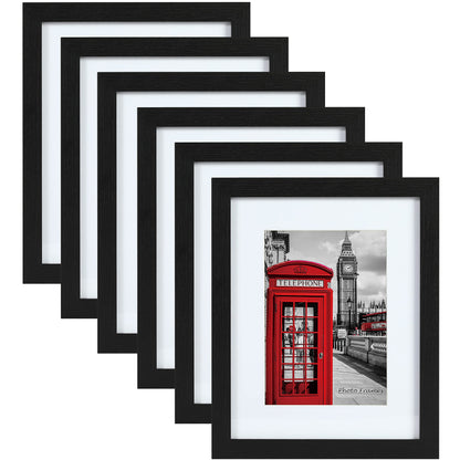 PEALSN 8x10 Picture Frame Set of 6,Wall or Tabletop Display,Black Woodgrain